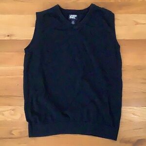 Lands End navy blue sweater vest with elastic band on the bottom girls size XL